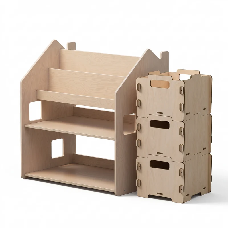 Étagère 2-en-1 + Boîte à jouets ×3, Ensemble BusyKids