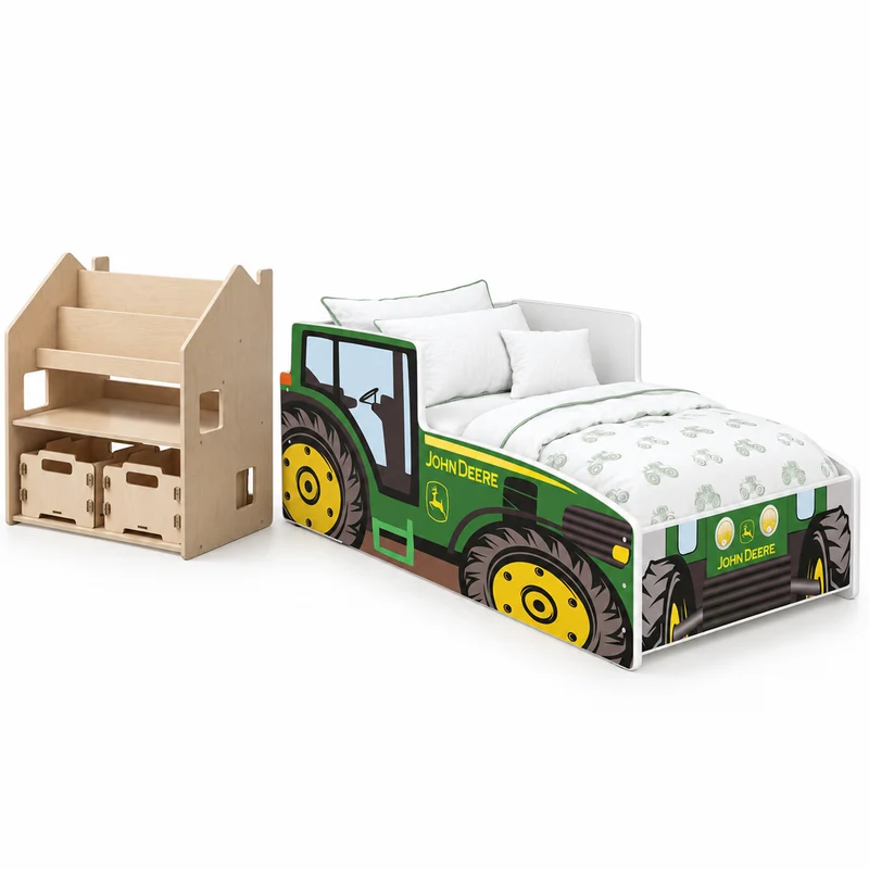 Lit tracteur FARMI avec étagère et boîtes, Ensemble BusyKids