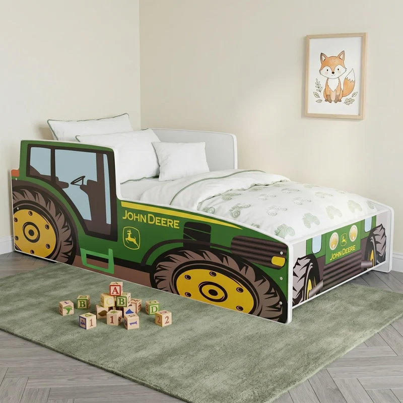 Lit tracteur FARMI avec étagère et boîtes, Ensemble BusyKids