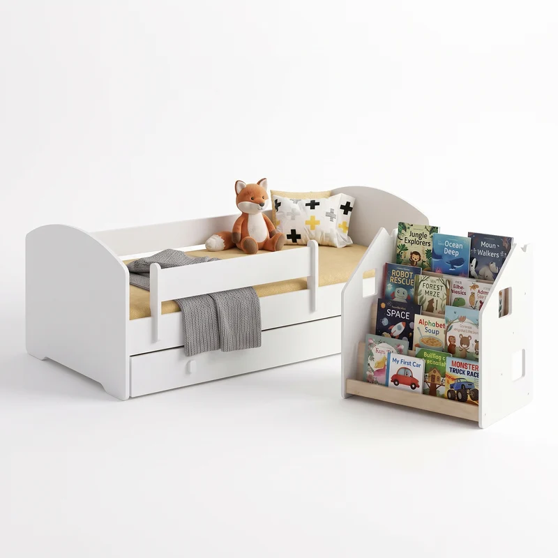 Lit enfant LUK-ONE avec bibliothèque, Ensemble BusyKids