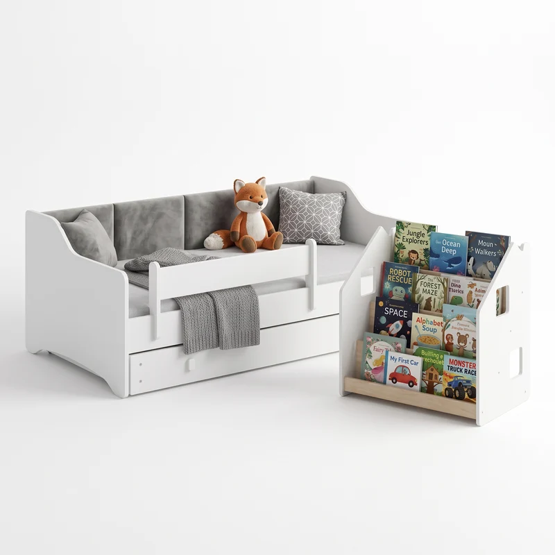 Lit enfant ERYK-ONE avec bibliothèque, Ensemble BusyKids