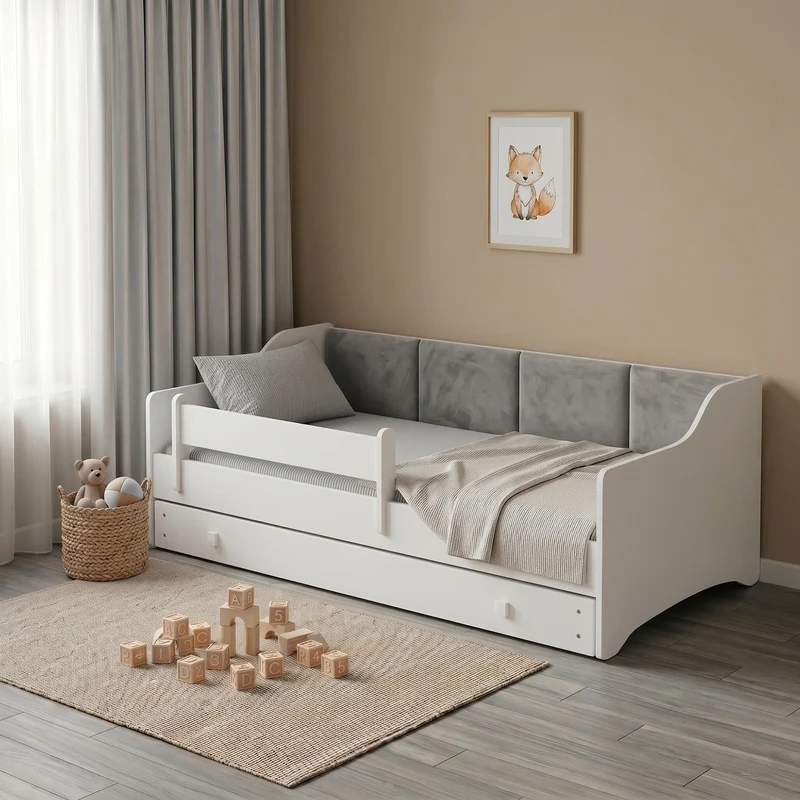 Lit enfant ERYK-ONE avec bibliothèque, Ensemble BusyKids