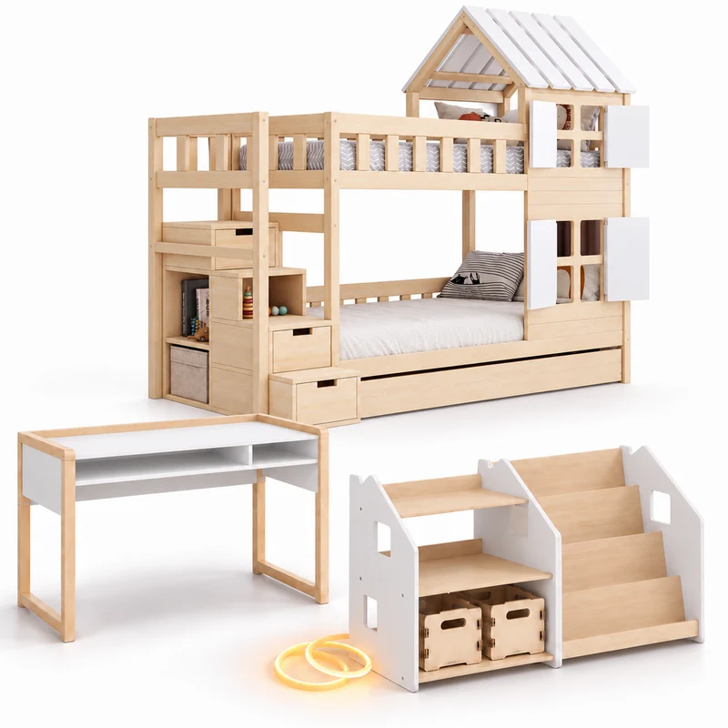 Lit superposé DREAM-HOUSE avec composition au choix, Ensemble BusyKids