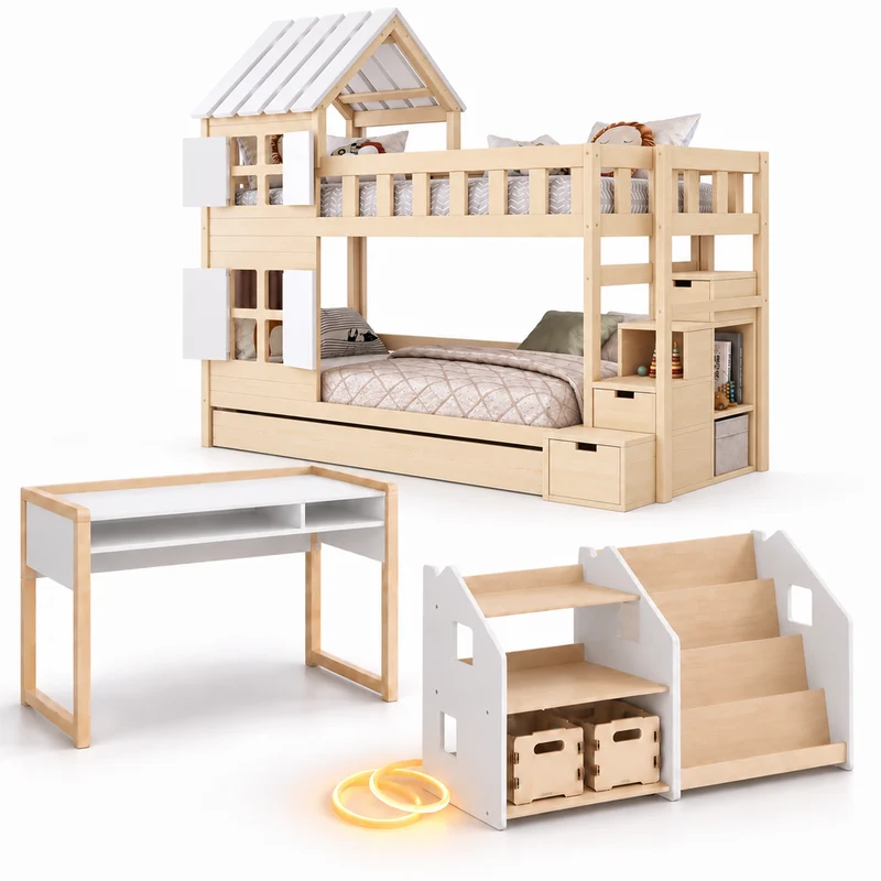 Lit superposé DREAM-HOUSE avec composition au choix, Ensemble BusyKids