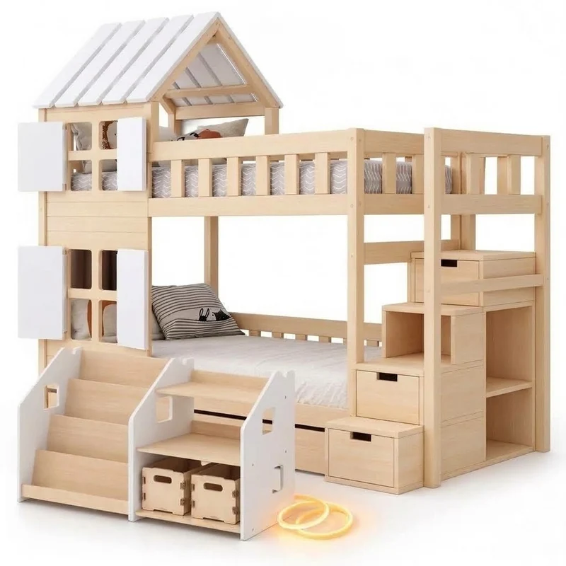 Lit superposé DREAM-HOUSE avec composition au choix, Ensemble BusyKids