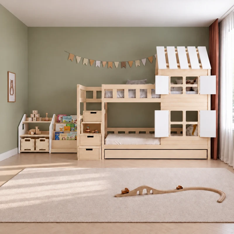 Lit superposé DREAM-HOUSE avec composition au choix, Ensemble BusyKids