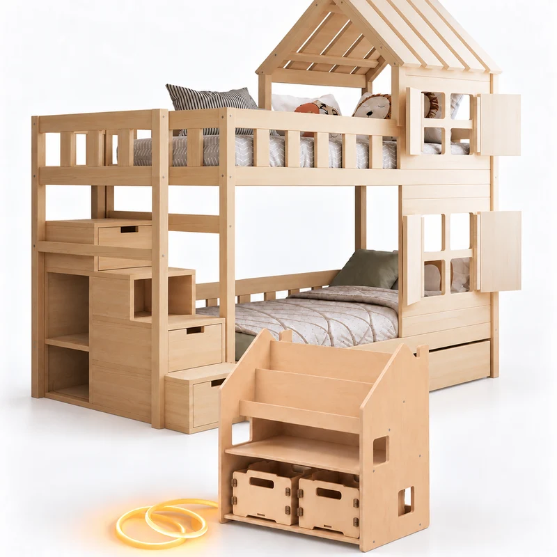 Lit superposé DREAM-HOUSE avec composition au choix, Ensemble BusyKids