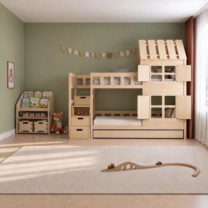 Lit superposé DREAM-HOUSE avec composition au choix, Ensemble BusyKids