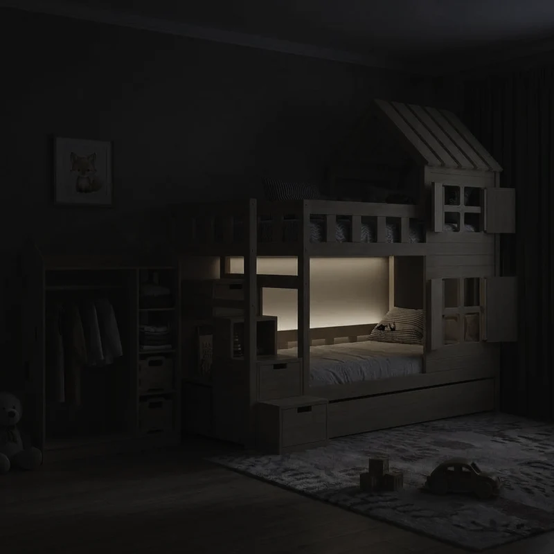 Lit superposé DREAM-HOUSE avec composition au choix, Ensemble BusyKids