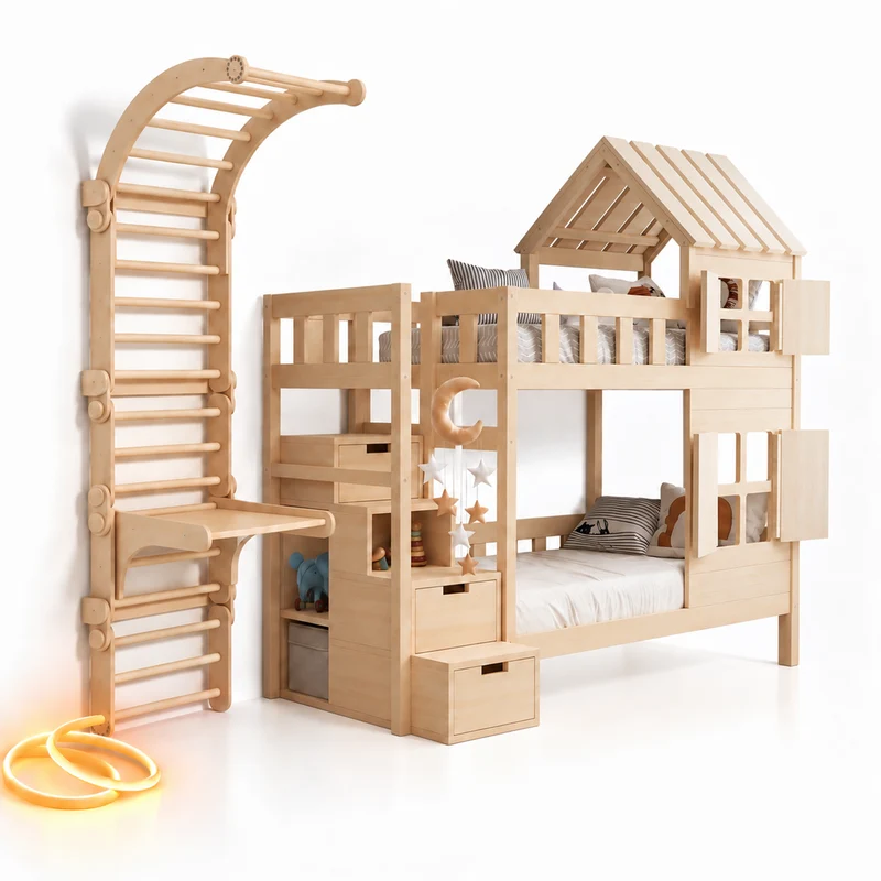 Lit superposé DREAM-HOUSE avec composition au choix, Ensemble BusyKids
