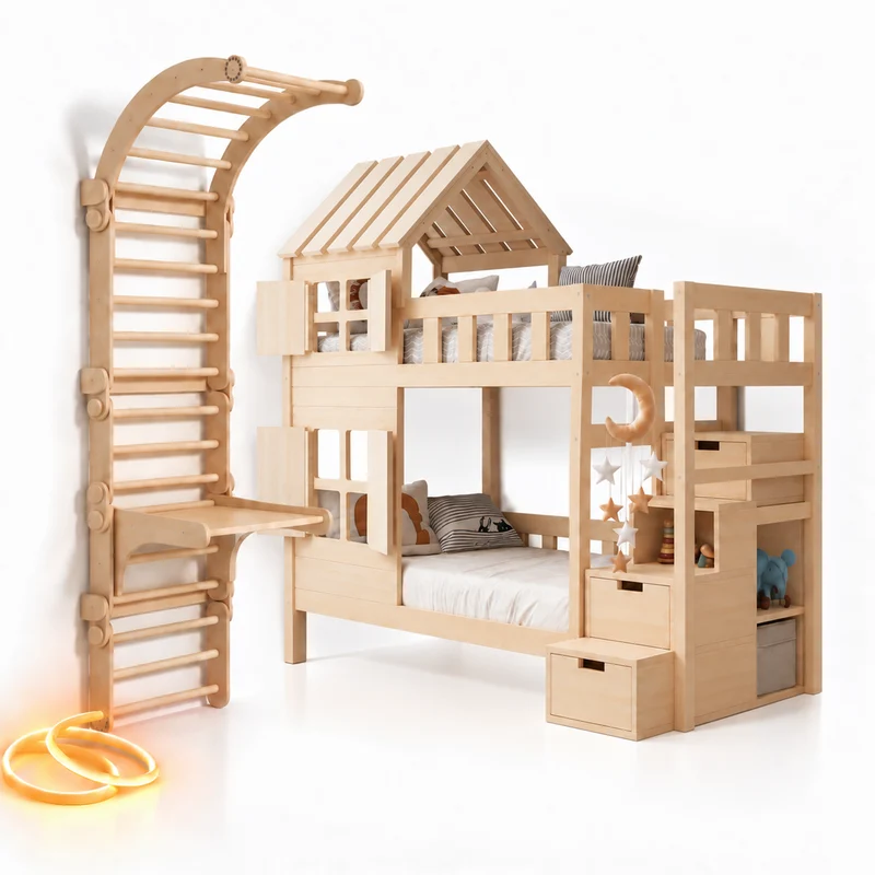 Lit superposé DREAM-HOUSE avec composition au choix, Ensemble BusyKids