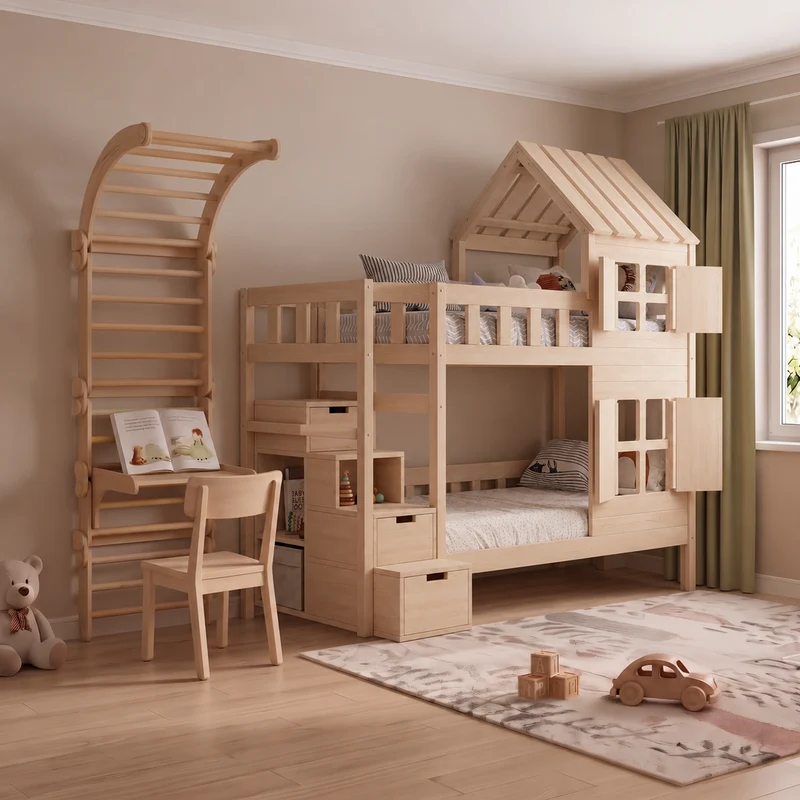 Lit superposé DREAM-HOUSE avec composition au choix, Ensemble BusyKids