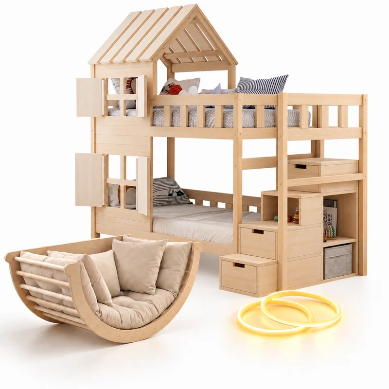 Lit superposé DREAM-HOUSE avec composition au choix, Ensemble BusyKids