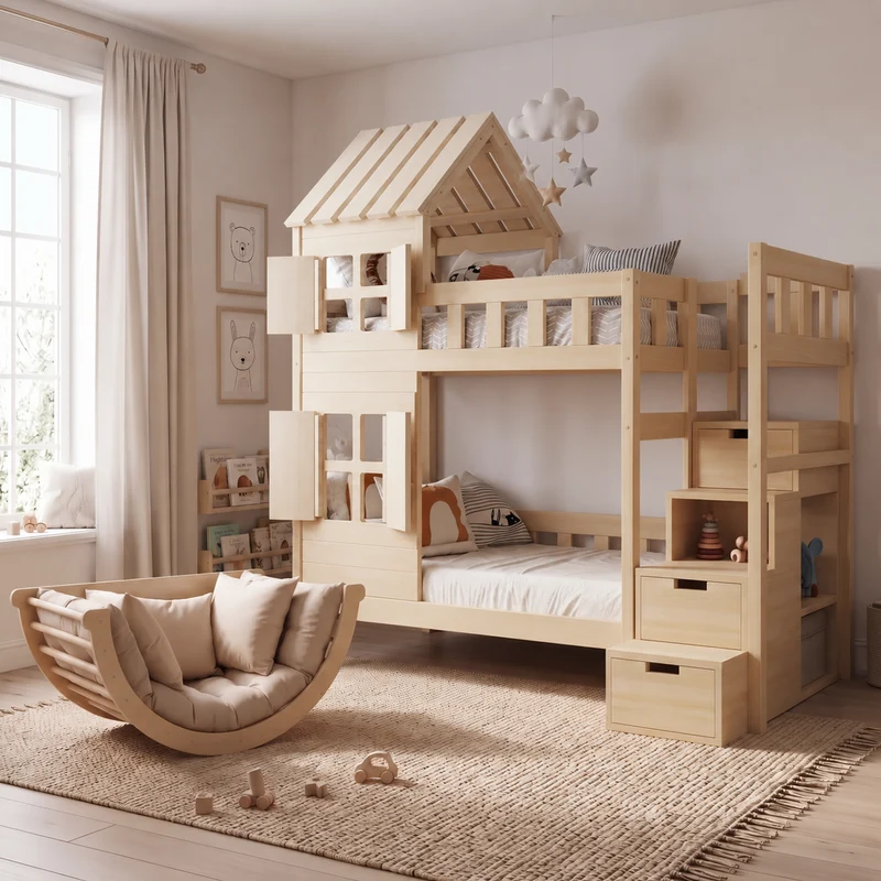 Lit superposé DREAM-HOUSE avec composition au choix, Ensemble BusyKids