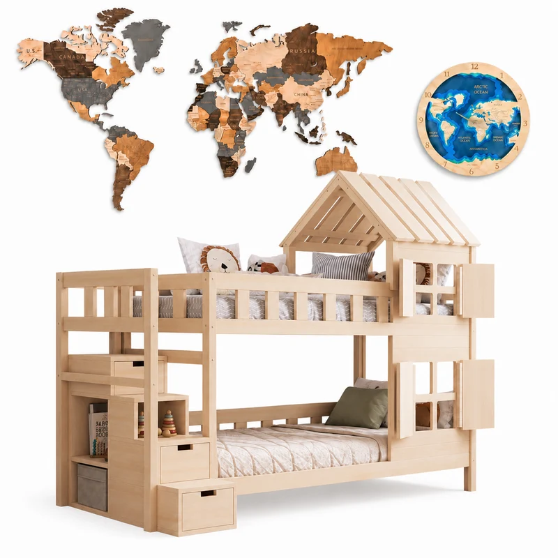 Lit superposé DREAM-HOUSE avec composition au choix, Ensemble BusyKids