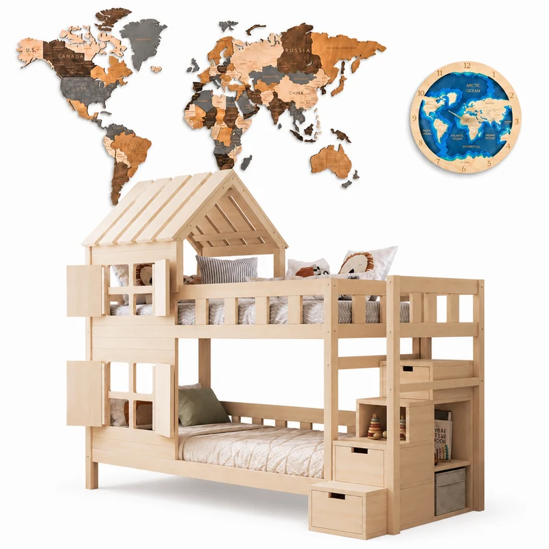 Lit superposé DREAM-HOUSE avec composition au choix, Ensemble BusyKids