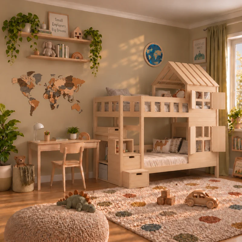 Lit superposé DREAM-HOUSE avec composition au choix, Ensemble BusyKids