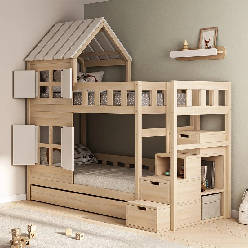 Lit superposé DREAM-HOUSE avec composition au choix, Ensemble BusyKids
