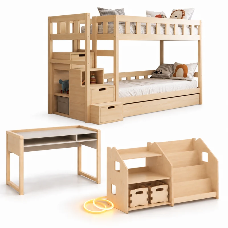 Lit superposé TOTO-TWIN MAX avec composition au choix, Ensemble BusyKids