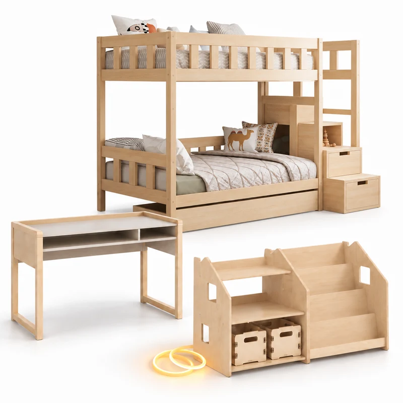 Lit superposé TOTO-TWIN MAX avec composition au choix, Ensemble BusyKids