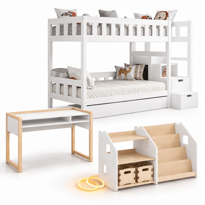 Lit superposé TOTO-TWIN MAX avec composition au choix, Ensemble BusyKids