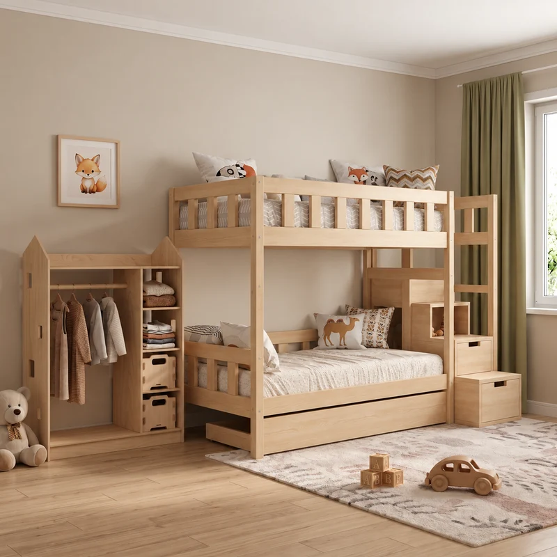 Lit superposé TOTO-TWIN MAX avec composition au choix, Ensemble BusyKids