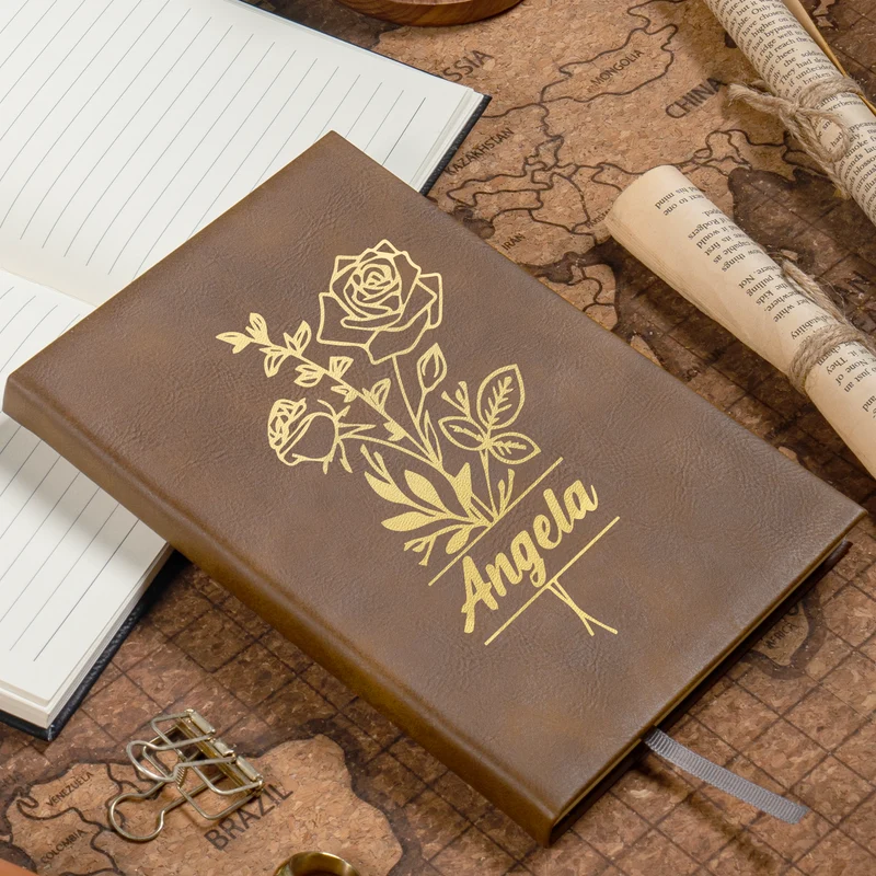 Carnet A5 en similicuir PU gravable au laser (100 pages)