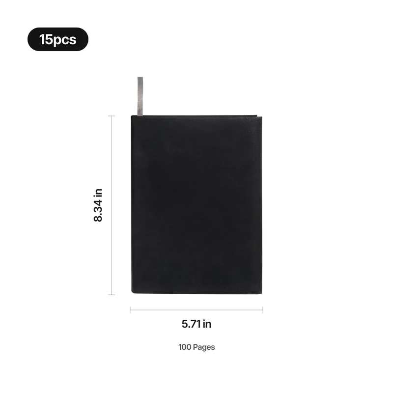 Carnet A5 en similicuir PU gravable au laser (100 pages)