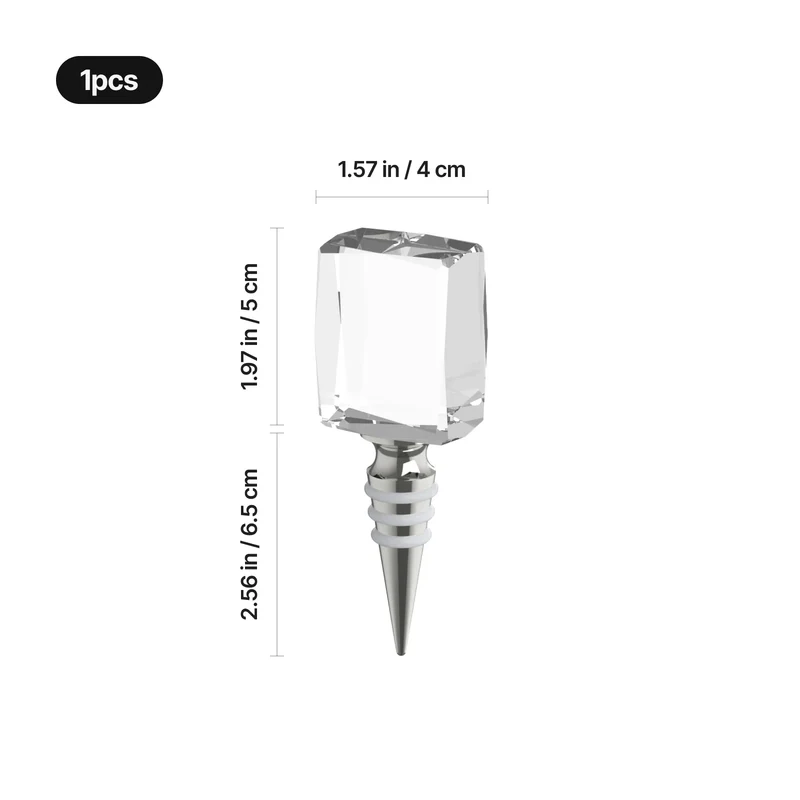 Bouchon à Vin en Acier Inoxydable et Cristal K9 Rectangulaire (2 pcs)