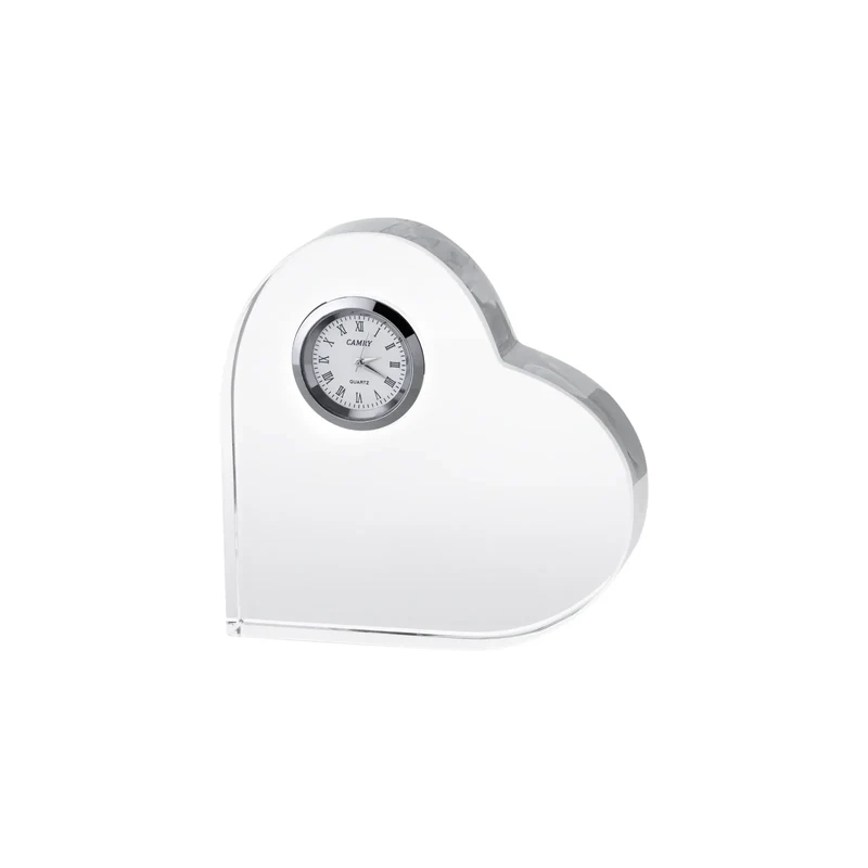 Cristal K9 Cœur Penché avec Horloge (1 pc)