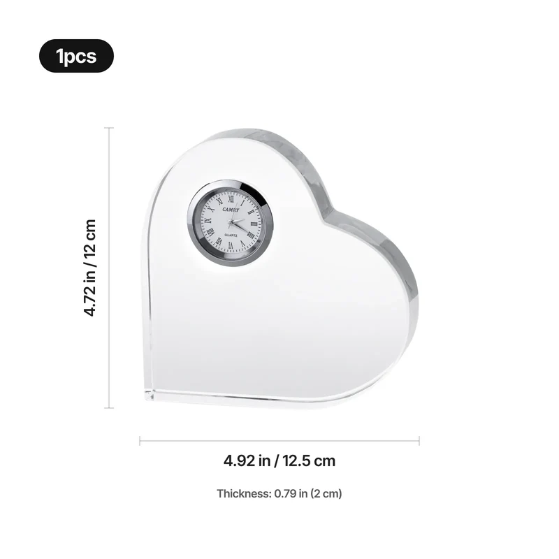 Cristal K9 Cœur Penché avec Horloge (1 pc)