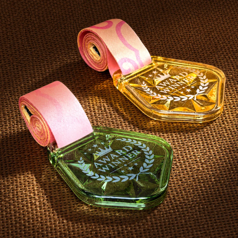 Médaille Géométrique en Verre Coloré Bleu (1 pc)