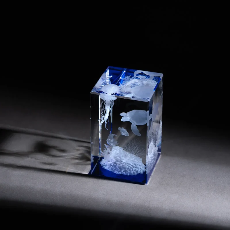 Cristal K9 Rectangulaire avec Socle Coloré (1 pc)