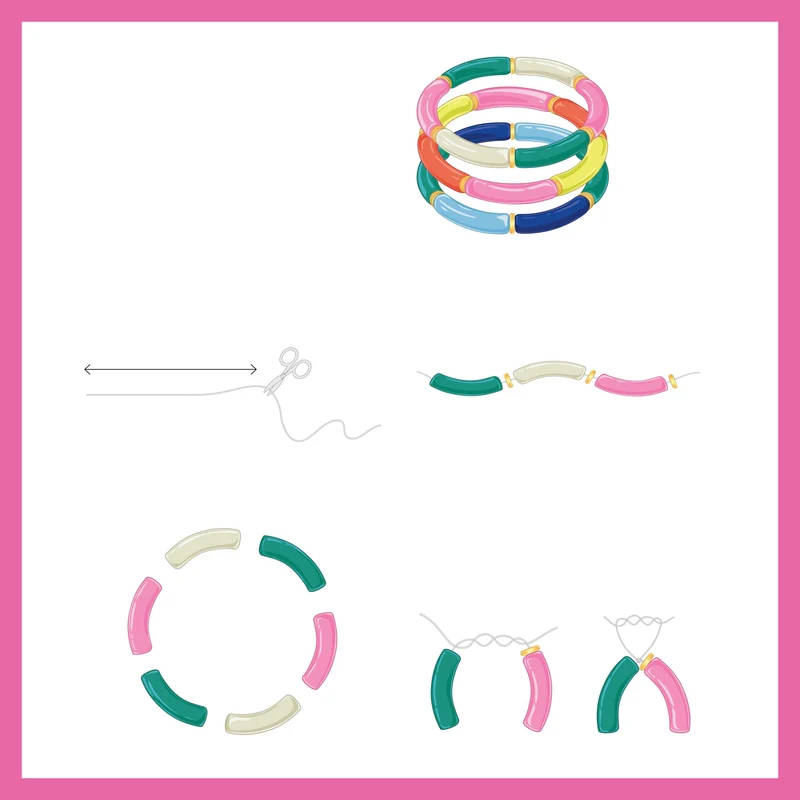 Bracelets Joncs – Kit Créatif pour Réaliser 3 Bracelets Colorés en Perles