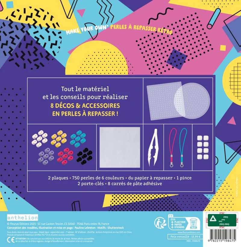 Perles à Repasser – Rétro 90's | Kit 750 Perles pour Créer 8 Accessoires