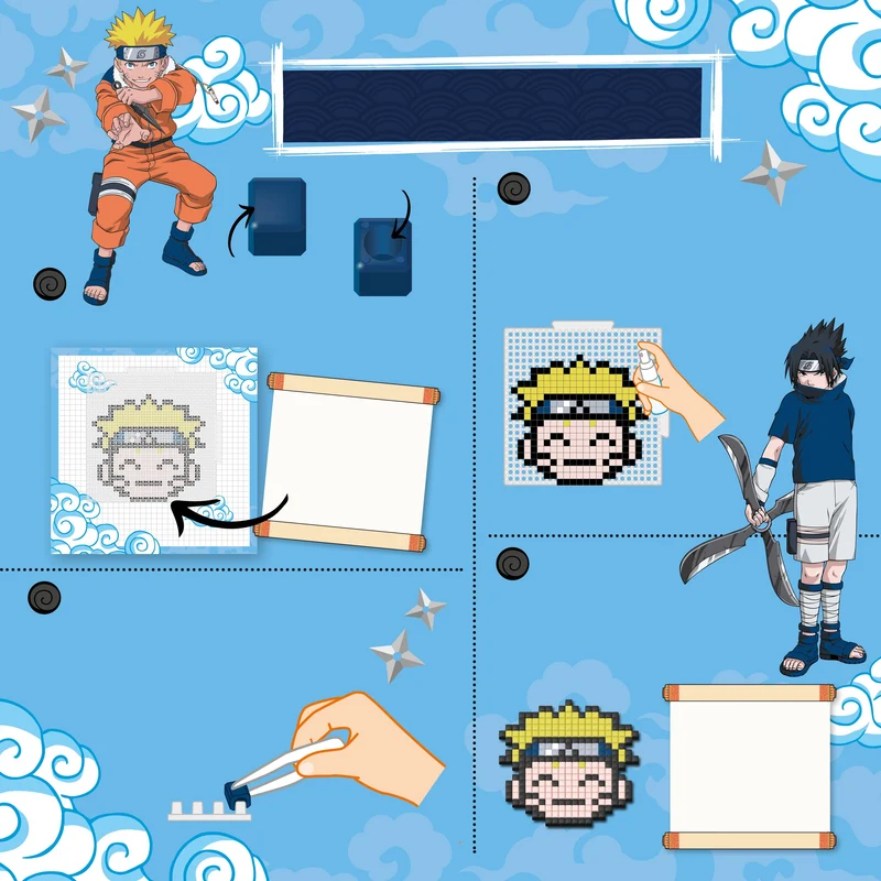 Perles à Eau Pixels Naruto – Kit Créatif + de 1000 Perles | 5 Modèles