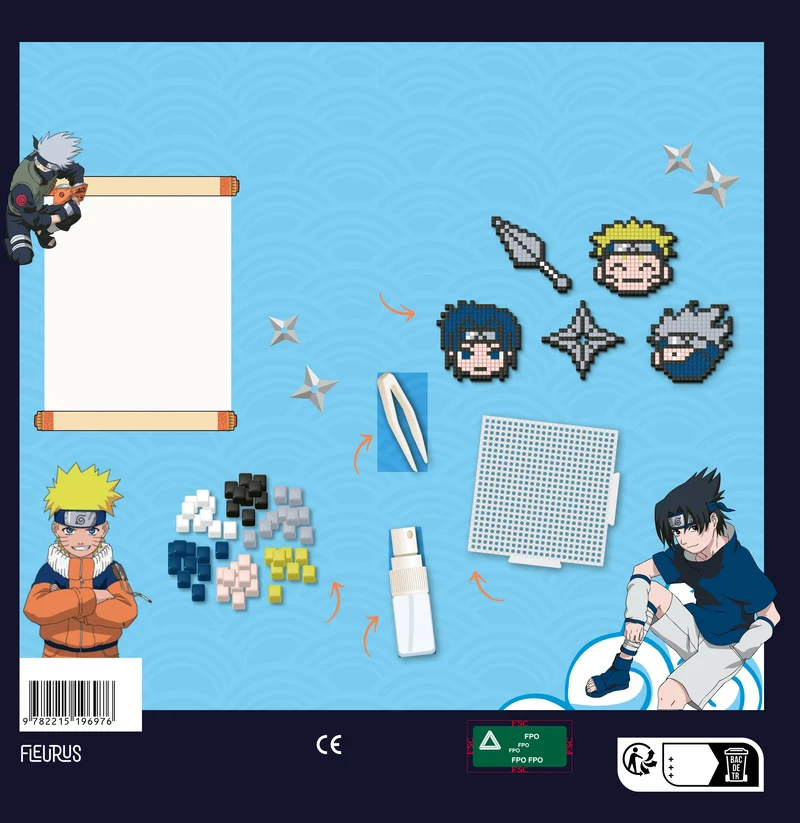 Perles à Eau Pixels Naruto – Kit Créatif + de 1000 Perles | 5 Modèles