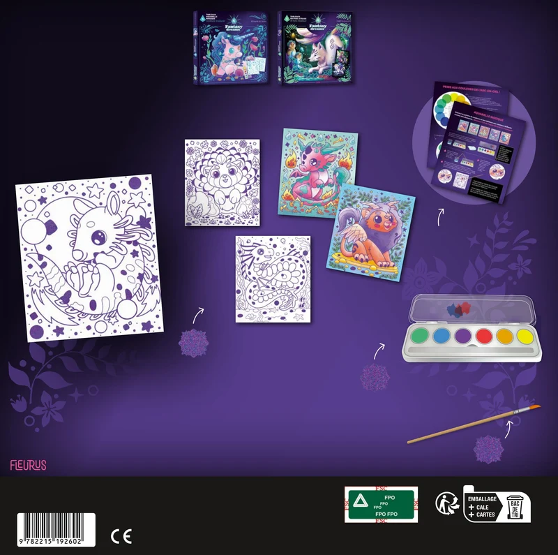 Aquarelle Magique – Animaux Fantastiques | 5 tableaux à peindre