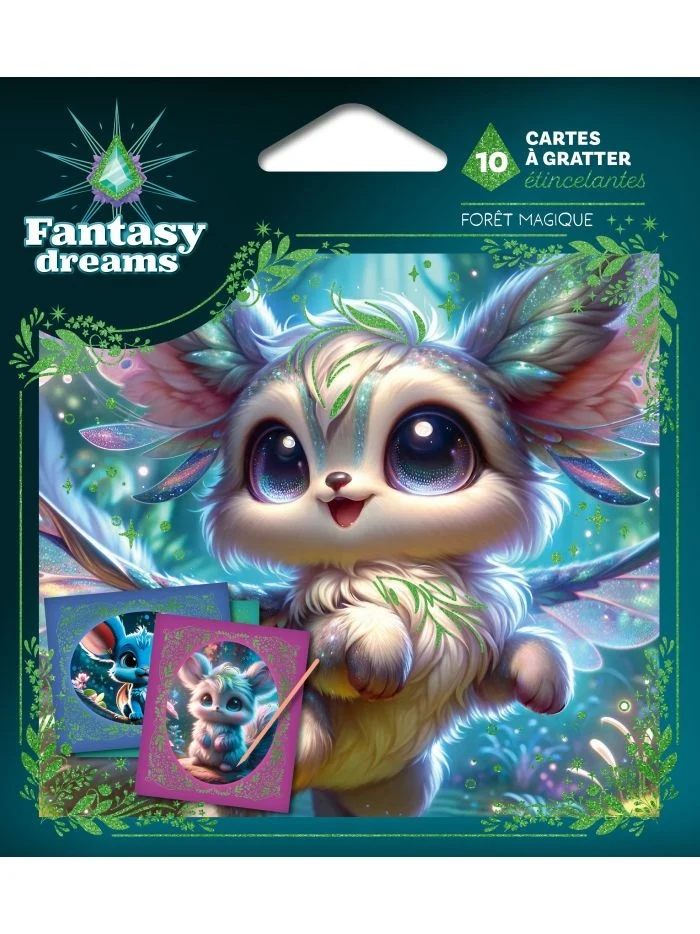 Cartes à Gratter Étincelantes – Forêt Magique | 10 Cartes Fantasy Dreams + Stylet