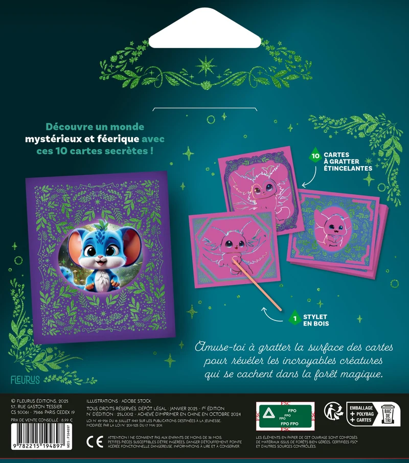 Cartes à Gratter Étincelantes – Forêt Magique | 10 Cartes Fantasy Dreams + Stylet