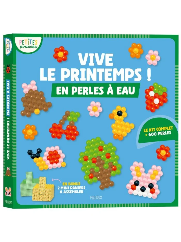 Vive le Printemps ! – Kit Perles à Eau 600 Perles | 20 Modèles & 2 Mini Paniers