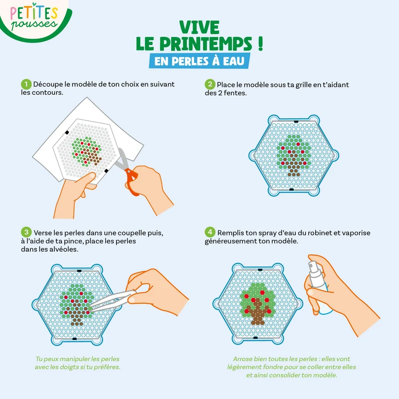 Vive le Printemps ! – Kit Perles à Eau 600 Perles | 20 Modèles & 2 Mini Paniers