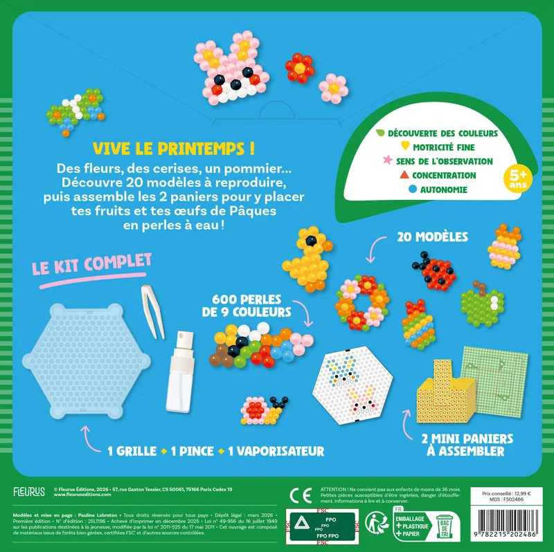 Vive le Printemps ! – Kit Perles à Eau 600 Perles | 20 Modèles & 2 Mini Paniers
