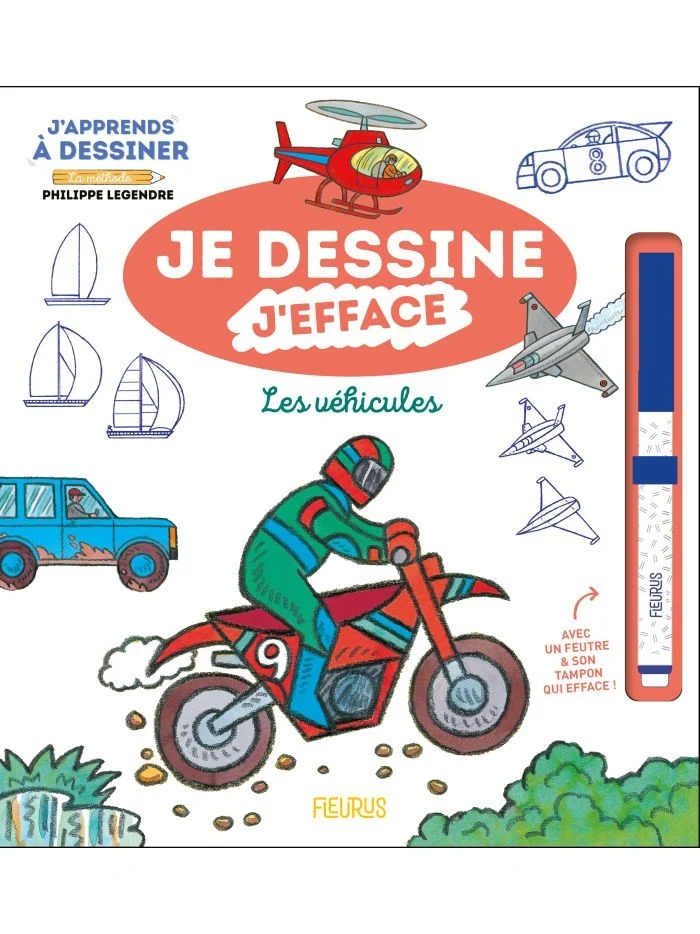 Je Dessine J'Efface – Les Véhicules | Livre Ardoise + Feutre Effaçable Enfant