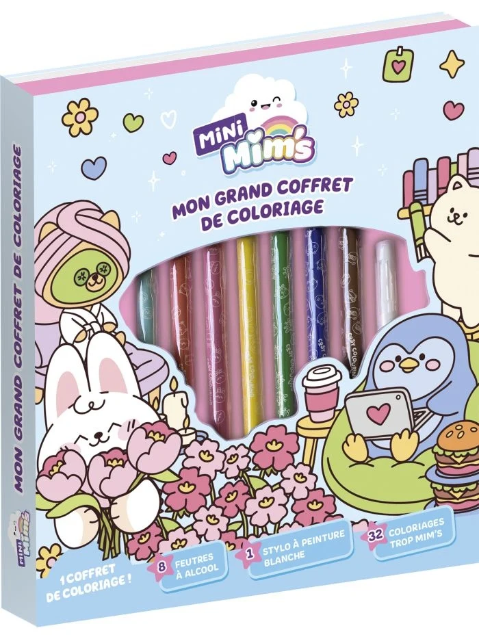 Mon Grand Coffret de Coloriage – 32 Coloriages + 8 Feutres à Alcool | Mini Mim's