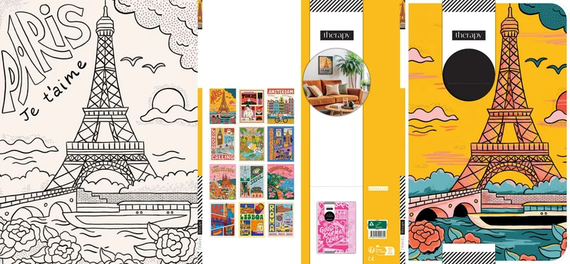 Villes de Rêve – 12 Affiches à Colorier 30x40 cm | Livre de Coloriage Adulte