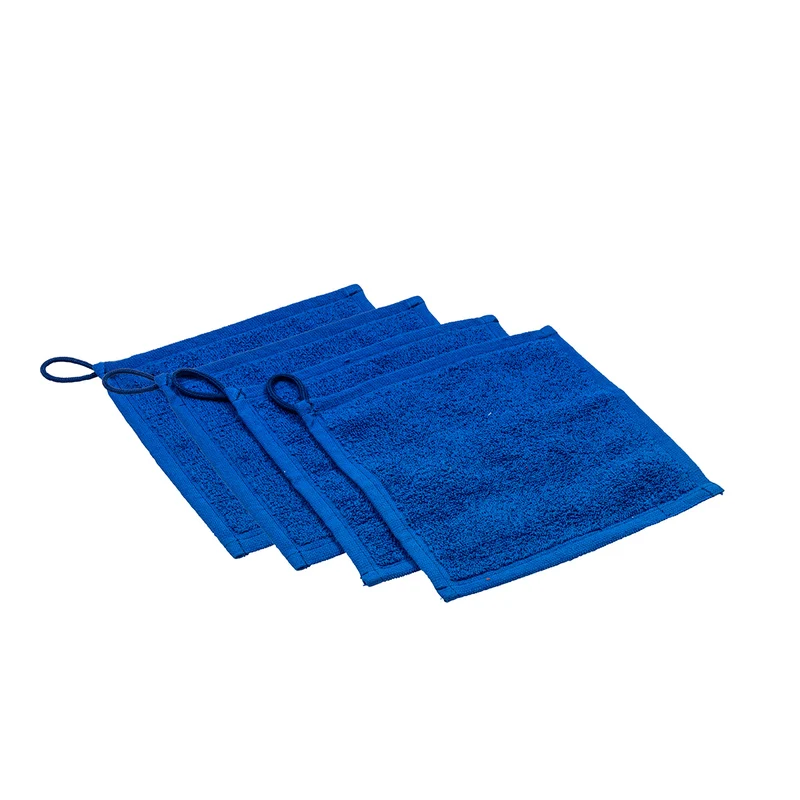 Boite de 4 petites serviettes à main bleues