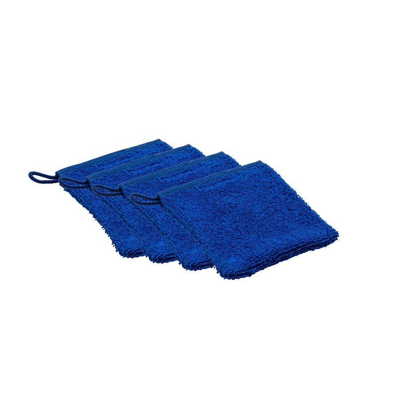 Lot de 4 gants de toilette bleus