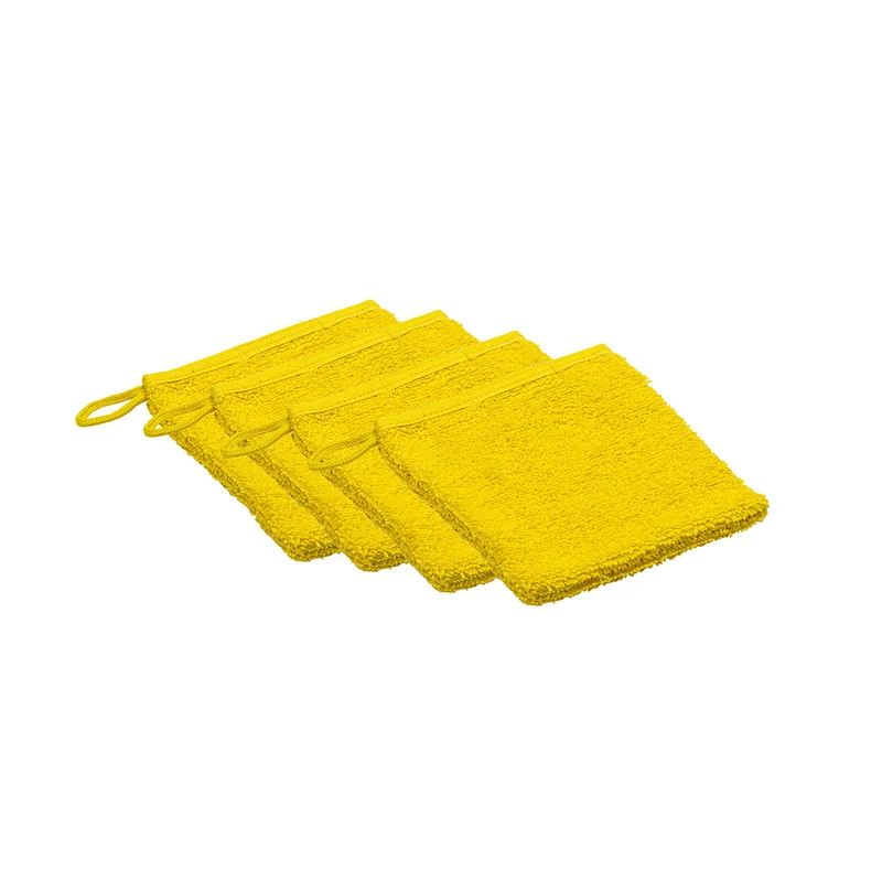Lot de 4 gants de toilette jaunes