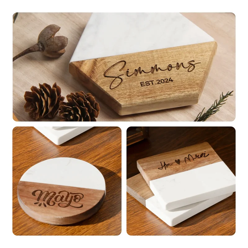 Pack pro : Dessous de verre en marbre et bois